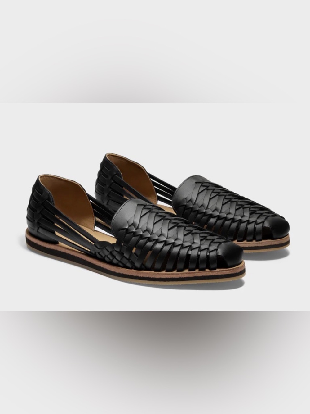 Nisolo Black Woven Leather Huarache Loafers